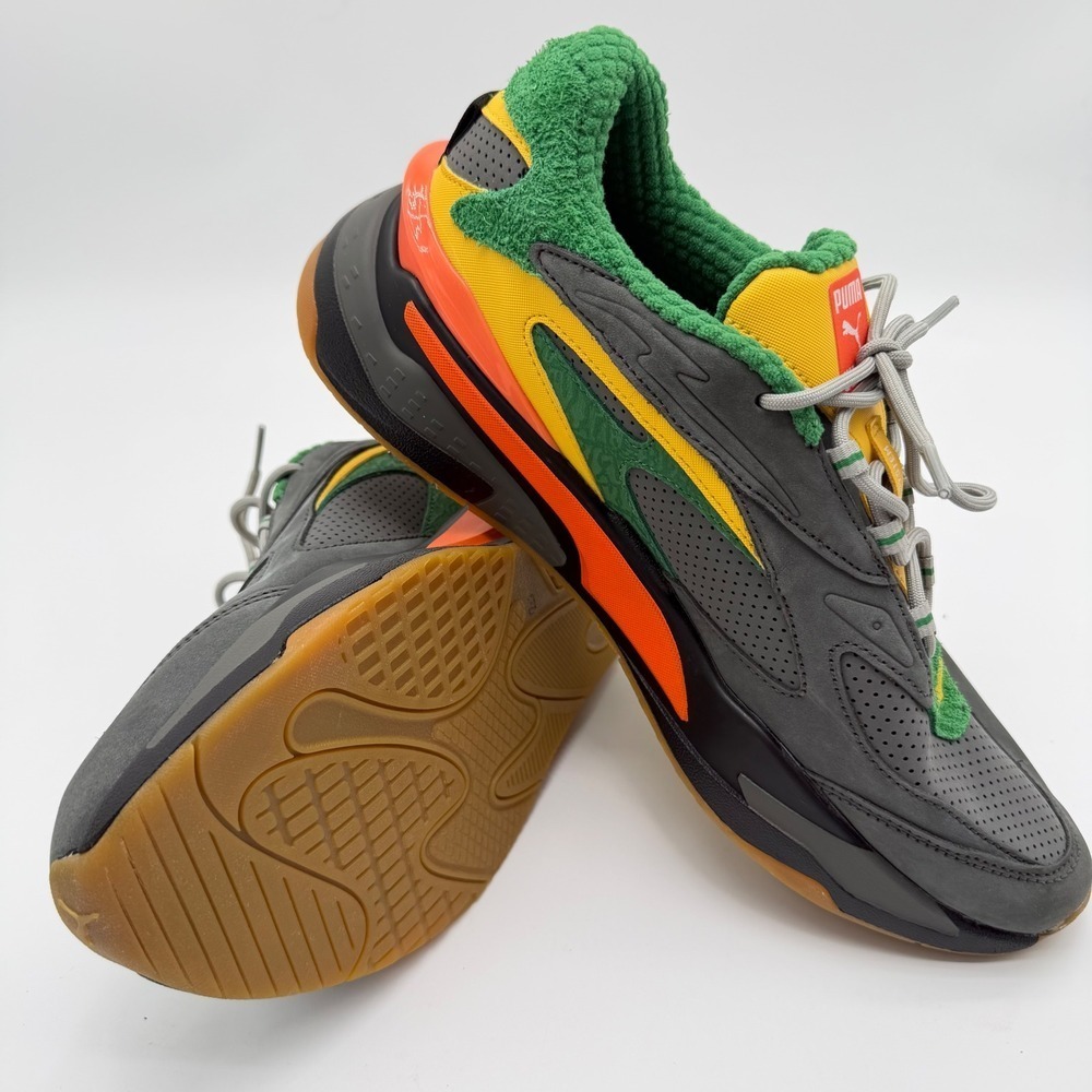 Puma RS-Fast Eat Your Veggies Slate GreenOrange Sneakers Whimisical Mens 10.5